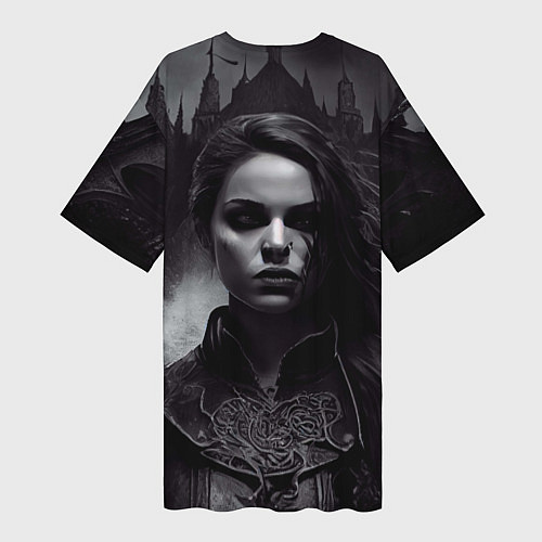 Женская длинная футболка Готическая девушка Аливера / 3D-принт – фото 2