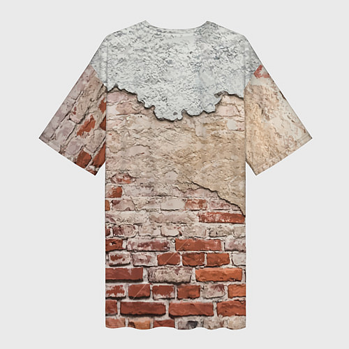 Женская длинная футболка Старая кирпичная стена - Бронкс / 3D-принт – фото 2