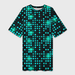 Женская длинная футболка Светящиеся неоновые квадраты