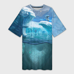 Женская длинная футболка Subnautica - КРАБ на леднике