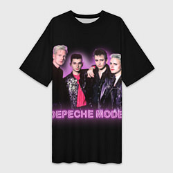 Женская длинная футболка 80s Depeche Mode neon