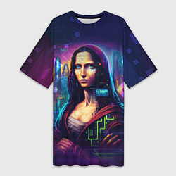 Футболка женская длинная Cyberpunk Mona Lisa, цвет: 3D-принт