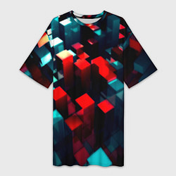 Женская длинная футболка Digital abstract cube