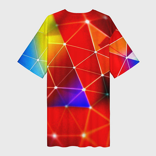 Женская длинная футболка Digital triangle abstract / 3D-принт – фото 2