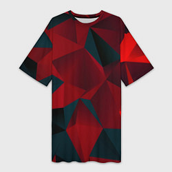 Женская длинная футболка Битва кубов красный и черный