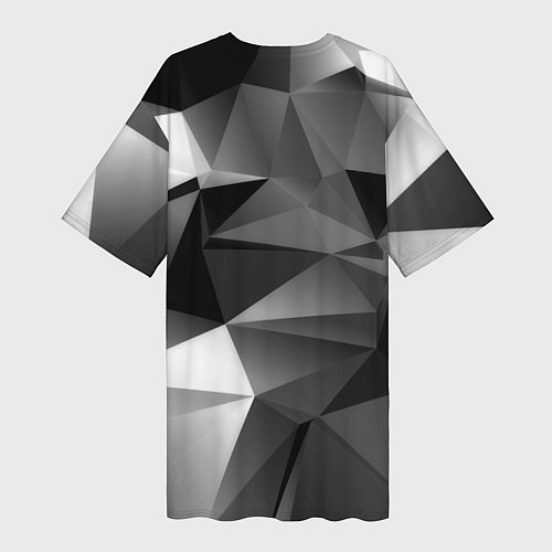 Женская длинная футболка Geometry grey ship / 3D-принт – фото 2