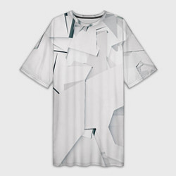 Женская длинная футболка Абстрактные разные белые и серые фигуры