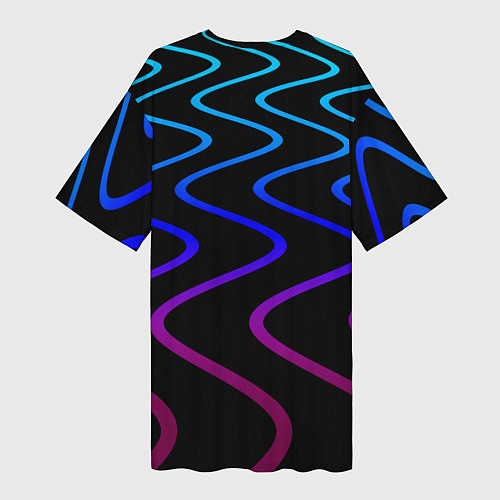 Женская длинная футболка Волновой неоновый растр / 3D-принт – фото 2
