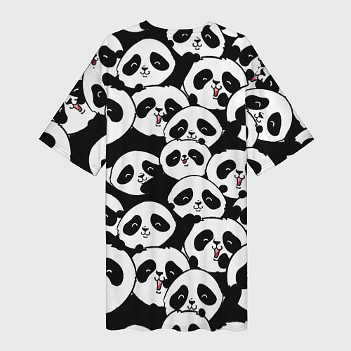 Женская длинная футболка Весёлые панды / 3D-принт – фото 2