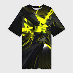 Футболка женская длинная Yellow gold abstraction, цвет: 3D-принт