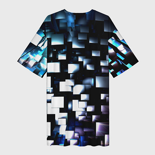 Женская длинная футболка Неоновые кубы абстракция / 3D-принт – фото 2