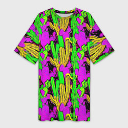 Женская длинная футболка Абстрактные кактусы