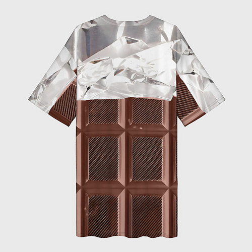 Женская длинная футболка Темная плитка шоколада в обертке / 3D-принт – фото 2