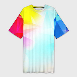 Футболка женская длинная Gradient colors geometry, цвет: 3D-принт