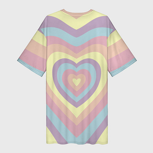 Женская длинная футболка Сердца пастельные оттенки / 3D-принт – фото 2