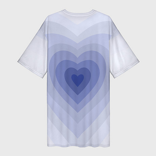 Женская длинная футболка Голубое сердце градиент / 3D-принт – фото 2