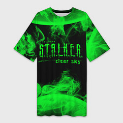 Футболка женская длинная Stalker clear sky radiation art, цвет: 3D-принт