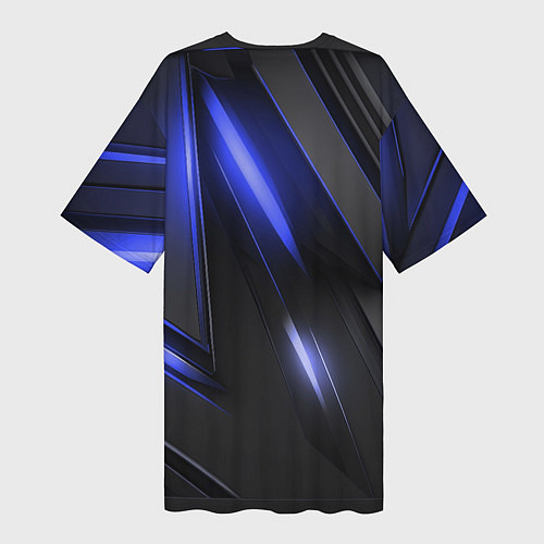 Женская длинная футболка Синие неоновые плиты / 3D-принт – фото 2