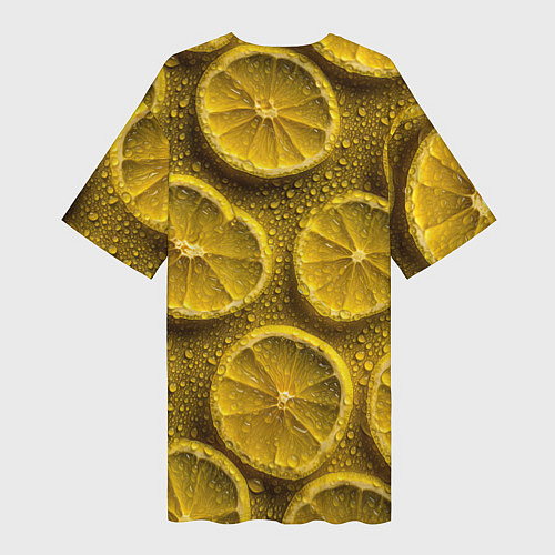 Женская длинная футболка Сочный паттерн из долек лимона / 3D-принт – фото 2