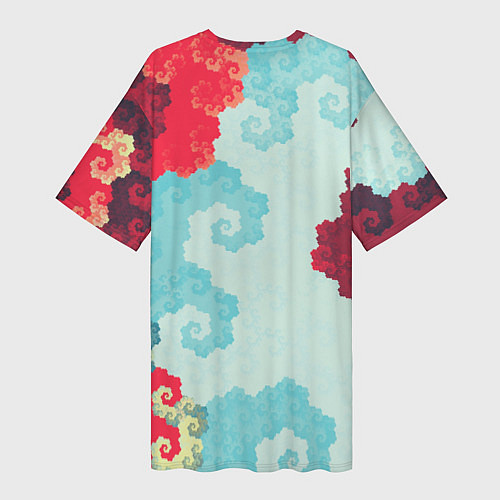 Женская длинная футболка Пиксельный цветочный паттерн / 3D-принт – фото 2