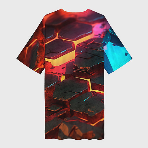 Женская длинная футболка Сломанные лавовые наносоты / 3D-принт – фото 2