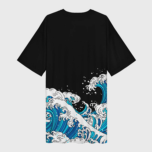 Женская длинная футболка Гиу Томиока на фоне волн / 3D-принт – фото 2