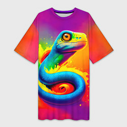 Женская длинная футболка Змейка в красках