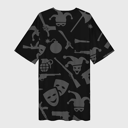 Женская длинная футболка Маски Джокера и оружие / 3D-принт – фото 2