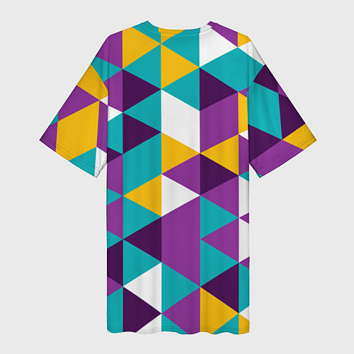 Женская длинная футболка Разноцветный ромбический паттерн / 3D-принт – фото 2