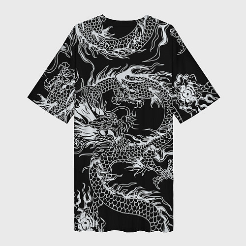 Женская длинная футболка Татуировка японского дракона / 3D-принт – фото 2