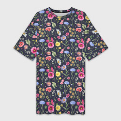 Женская длинная футболка Цветочная феерия