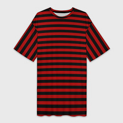 Женская длинная футболка Темно-красные полосы