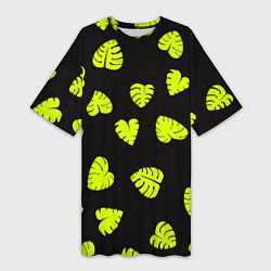 Женская длинная футболка Листья - Монстера
