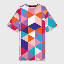 Женская длинная футболка Ромбический разноцветный паттерн