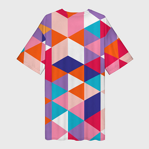 Женская длинная футболка Ромбический разноцветный паттерн / 3D-принт – фото 2