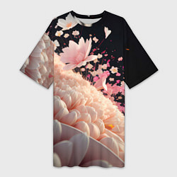 Женская длинная футболка Множество розовых цветов