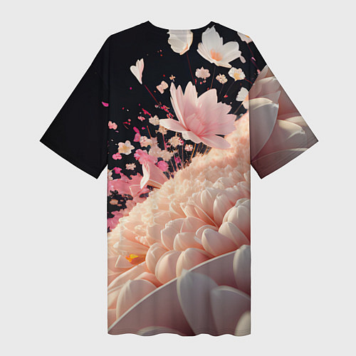 Женская длинная футболка Множество розовых цветов / 3D-принт – фото 2