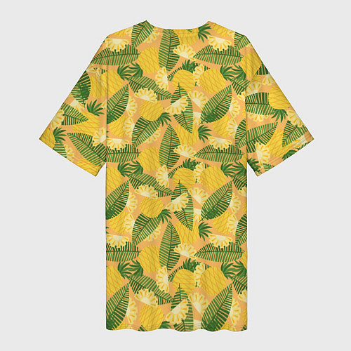 Женская длинная футболка Летний паттерн с ананасами / 3D-принт – фото 2