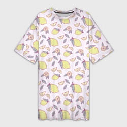 Женская длинная футболка Лимоны паттерн