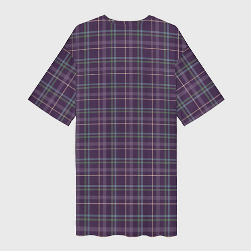 Женская длинная футболка Джентльмены Шотландка темно-фиолетовая / 3D-принт – фото 2