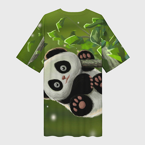Женская длинная футболка Панда на дереве отдыхает / 3D-принт – фото 2