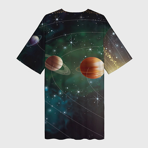 Женская длинная футболка Планетная система / 3D-принт – фото 2