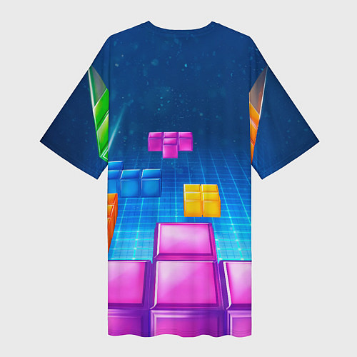 Женская длинная футболка Падающие сверху блоки тетриса / 3D-принт – фото 2