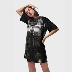 Футболка женская длинная Металлическое тело робота, цвет: 3D-принт — фото 2