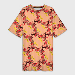 Женская длинная футболка Абстрактный винтажный растительный орнамент