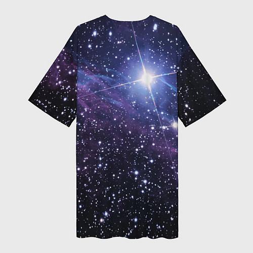 Женская длинная футболка Светящийся космический медведь / 3D-принт – фото 2