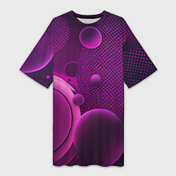 Футболка женская длинная Фиолетовые шары, цвет: 3D-принт