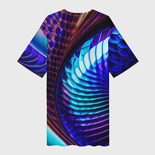 Женская длинная футболка Неоновый водоворот / 3D-принт – фото 2