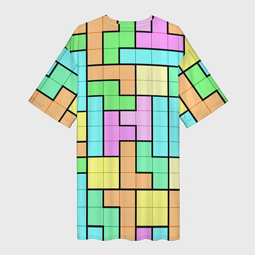 Женская длинная футболка Светлая стена из блоков Тетриса / 3D-принт – фото 2
