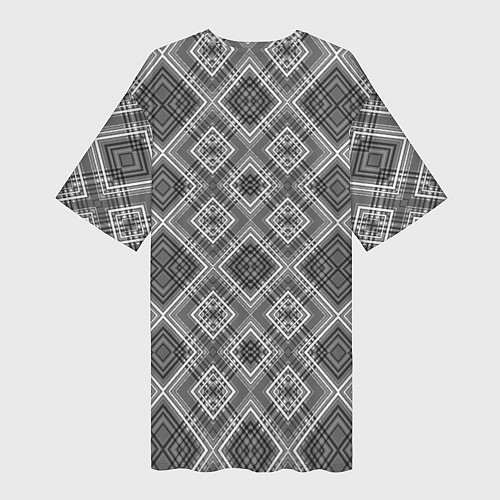 Женская длинная футболка Геометрический узор черно белые ромбы / 3D-принт – фото 2